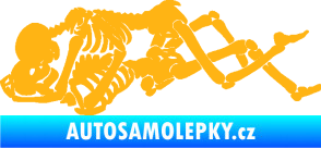 Samolepka Zamilované kostry 001 levá láska až za hrob světle oranžová