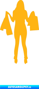 Samolepka Žena na nákupu 003 levá světle oranžová