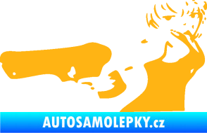 Samolepka Žena s pistolí levá světle oranžová