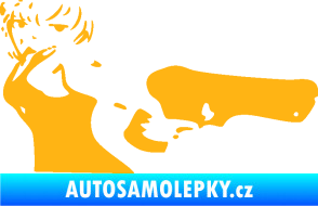 Samolepka Žena s pistolí pravá světle oranžová