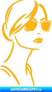 Samolepka Žena tvář 003 pravá s brýlemi světle oranžová