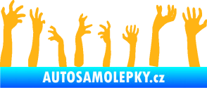 Samolepka Zombie 002 levá mrtví vylézají z hrobu světle oranžová