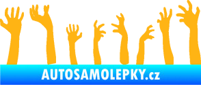 Samolepka Zombie 002 pravá mrtví vylézají z hrobu světle oranžová