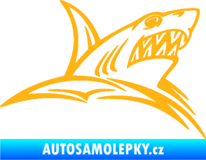 Samolepka Žralok 020 pravá v moři světle oranžová