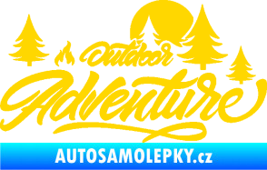 Samolepka Adventure outdoor nápis les,hory a táborák jasně žlutá
