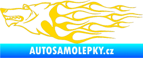 Samolepka Animal flames 017 levá vlk jasně žlutá