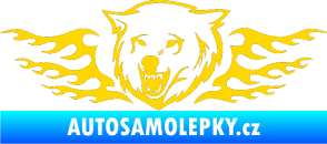 Samolepka Animal flames 034 levá  vlk jasně žlutá