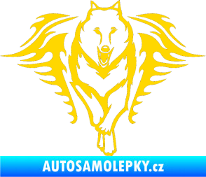 Samolepka Animal flames 039 pravá  vlk jasně žlutá