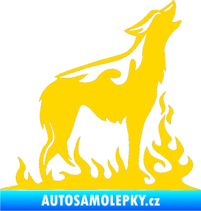 Samolepka Animal flames 066 pravá vyjící vlk jasně žlutá