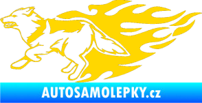 Samolepka Animal flames 090 levá vlk jasně žlutá