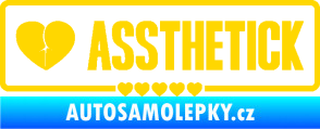 Samolepka Assthetick nápis zadeček se srdíčky jasně žlutá