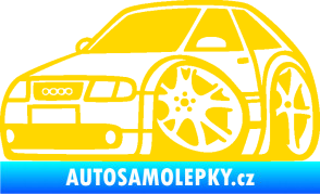 Samolepka Audi A3 karikatura levá jasně žlutá