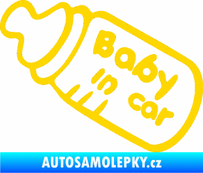 Samolepka Baby in car 001 lahvička na mlíčko jasně žlutá