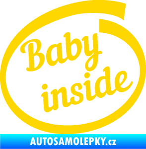 Samolepka Baby inside dítě v autě nápis jasně žlutá