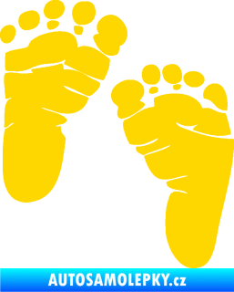 Samolepka Baby on board 005 levá otisk chodidel jasně žlutá
