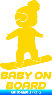 Samolepka Baby on board 009 levá snowboard jasně žlutá