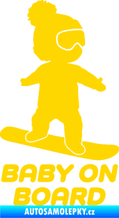 Samolepka Baby on board 009 pravá snowboard jasně žlutá