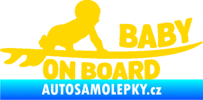 Samolepka Baby on board 010 pravá surfing jasně žlutá
