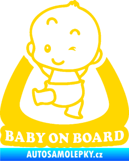 Samolepka Baby on board 011 levá s nápisem jasně žlutá