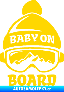 Samolepka Baby on board 012 levá na horách jasně žlutá