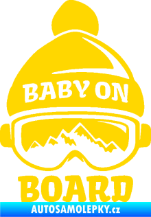 Samolepka Baby on board 012 pravá na horách jasně žlutá