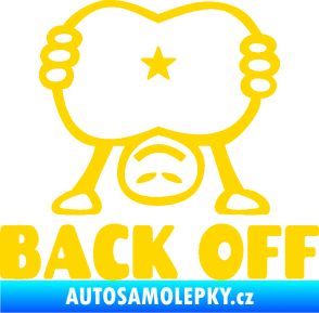 Samolepka Back off panáček jasně žlutá
