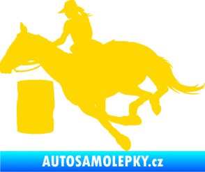 Samolepka Barrel racing 001 levá cowgirl rodeo jasně žlutá