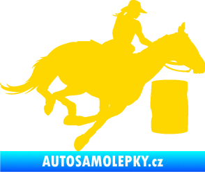 Samolepka Barrel racing 001 pravá cowgirl rodeo jasně žlutá