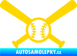 Samolepka Baseball míček a pálky jasně žlutá