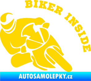 Samolepka Biker inside 002 levá motorkář jasně žlutá