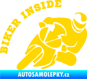 Samolepka Biker inside 002 pravá motorkář jasně žlutá