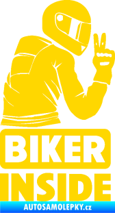 Samolepka Biker inside 003 pravá motorkář jasně žlutá