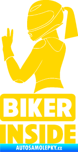Samolepka Biker inside 004 levá motorkářka jasně žlutá