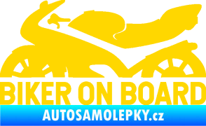 Samolepka Biker on board levá motorka jasně žlutá