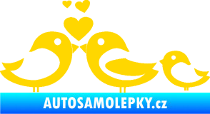 Samolepka Bird family 001 rodina v autě jasně žlutá