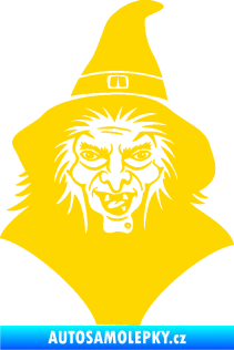 Samolepka Čarodějnice 002 pravá hlava s kloboukem jasně žlutá