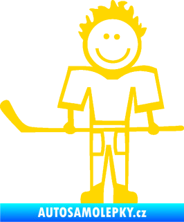 Samolepka Cartoon family kluk 002 levá hokejista jasně žlutá