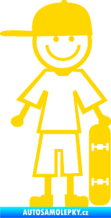 Samolepka Cartoon family kluk 003 pravá skateboardista jasně žlutá