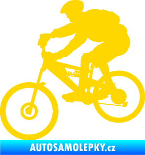 Samolepka Cyklista 009 levá horské kolo jasně žlutá