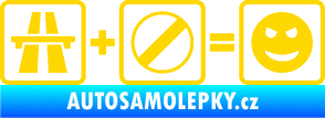 Samolepka Dálnice + konec omezení rychlosti = jízda jasně žlutá