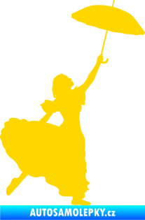 Samolepka Dáma s deštníkem 001 levá jasně žlutá