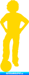 Samolepka Děti silueta 004 levá kluk fotbalista jasně žlutá