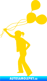 Samolepka Děti silueta 006 levá holka s balónky jasně žlutá