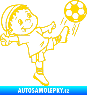 Samolepka Dítě v autě 022 pravá fotbalista s míčem jasně žlutá