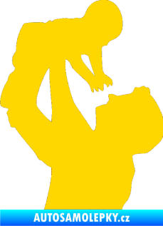 Samolepka Dítě v autě 026 levá miminko v náruči jasně žlutá