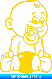 Samolepka Dítě v autě 032 pravá miminko s dudlíkem jasně žlutá