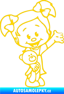 Samolepka Dítě v autě 050 pravá malá slečna s medvídkem jasně žlutá
