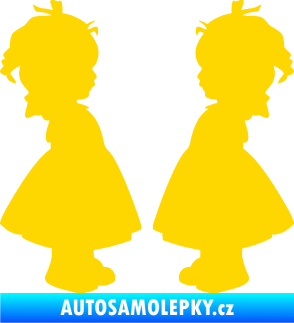 Samolepka Dítě v autě 072 dvě holčičky sourozenci jasně žlutá