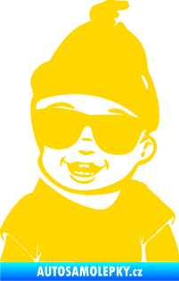 Samolepka Dítě v autě 081 levá chlapeček v brýlích jasně žlutá