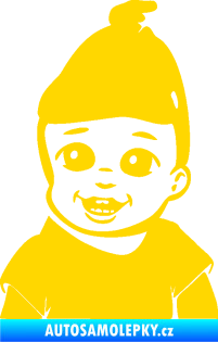Samolepka Dítě v autě 082 levá chlapeček s čepičkou jasně žlutá